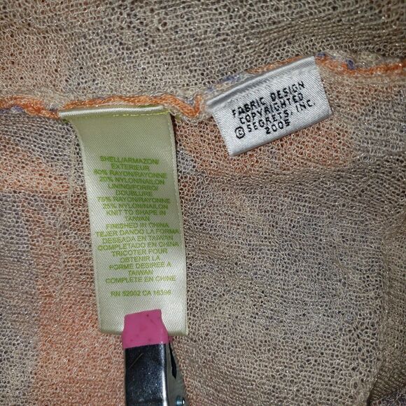 SIGRID OLSEN Orange and Purple Floral Mesh Layered Blouse Womens Size Large - Picture 4 of 10